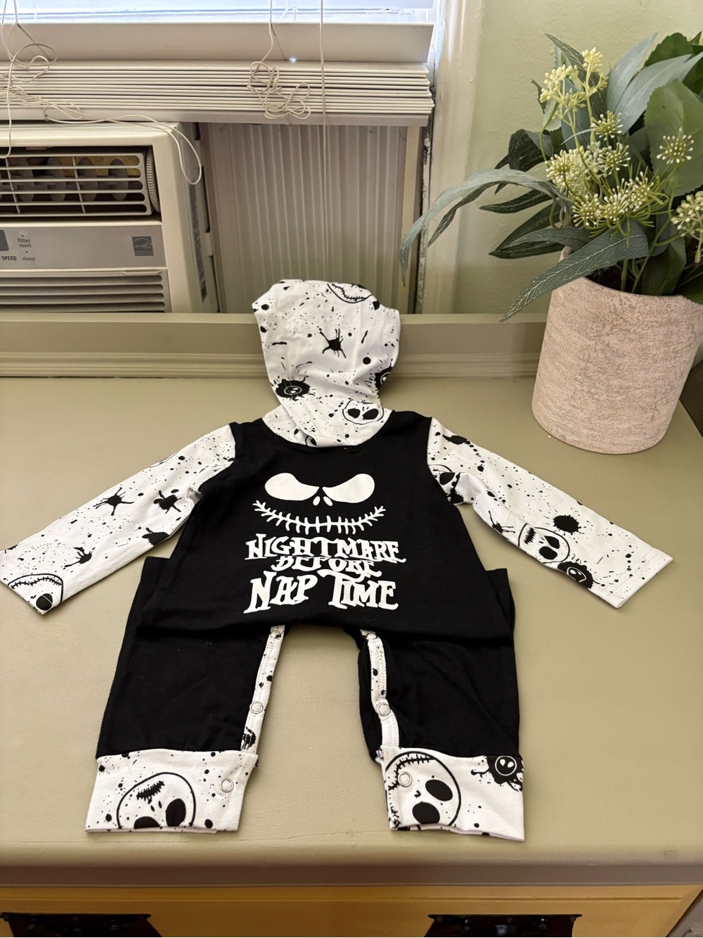 The "Nightmare Before Nap Time" Baby Hooded Romper